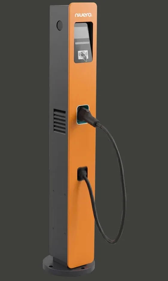 Estação de recarga de pedestal de 3,6 kW, em laranja e preto