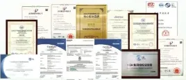 Conjunto de certificados e qualificações da empresa
