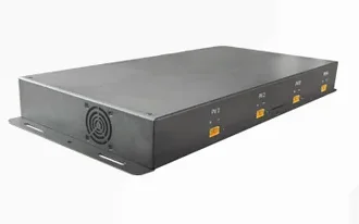 Carregador fotovoltaico FGC, caixa metálica com entradas FV e ventilador
