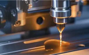 Cabeçote de uma máquina de precisão em operação