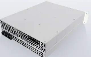 Parte traseira do módulo, com grade de ventilação e conectores